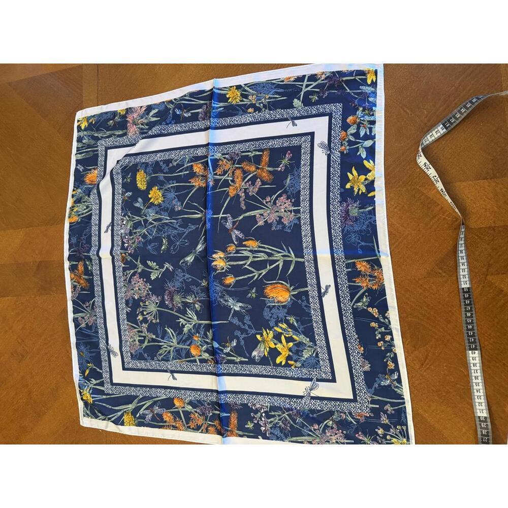 Floral Print Scarf - Elegant Navy Design 138